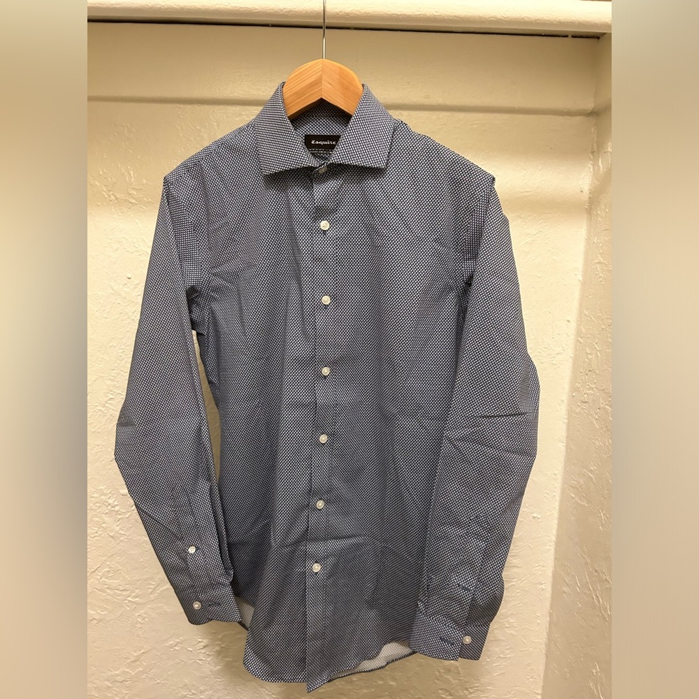 Esquire spread collar long sleeve dress shirt, performance slim fit